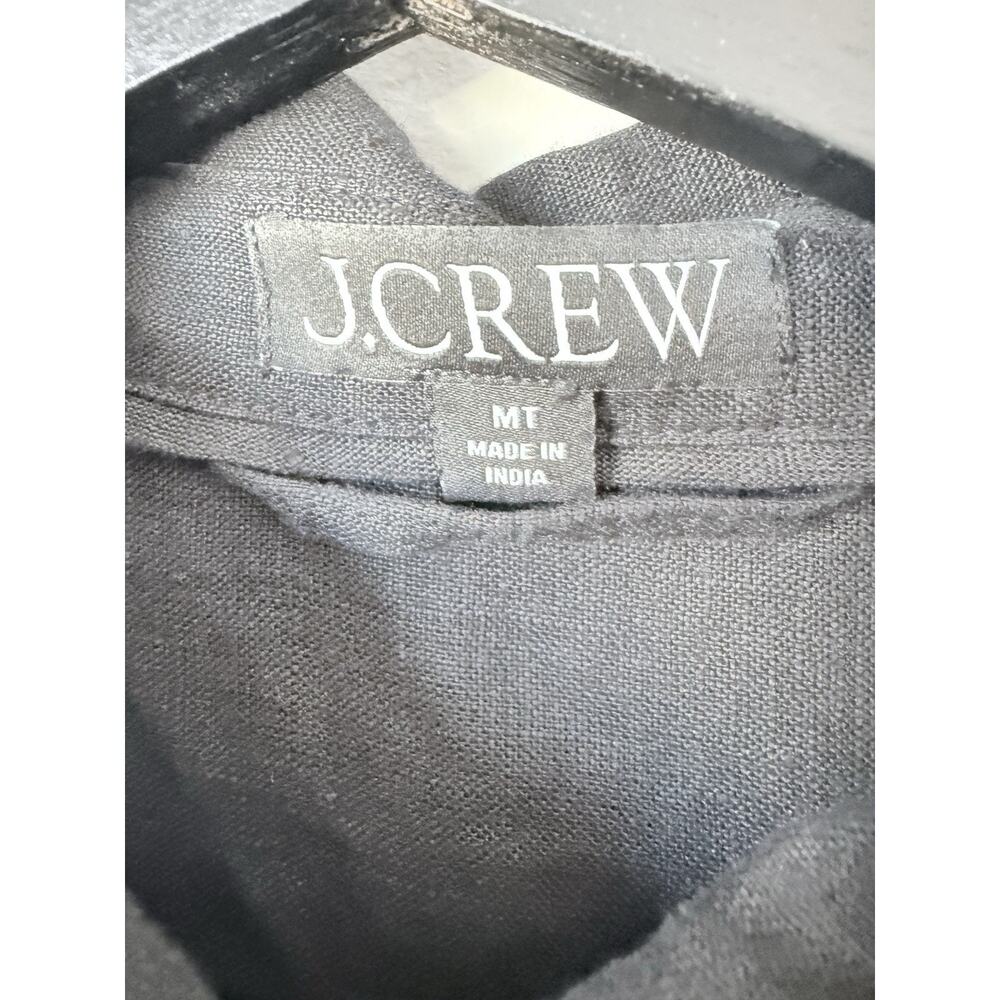 J Crew Shirt Dress Women's M Tall Black Irish Linen Button Front - Picture 3 of 7
